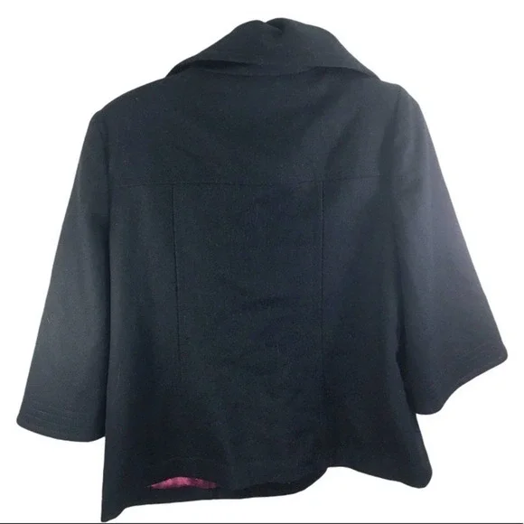 Old Navy recycled wool black cropped swing pea coat M - Picture 2 of 8